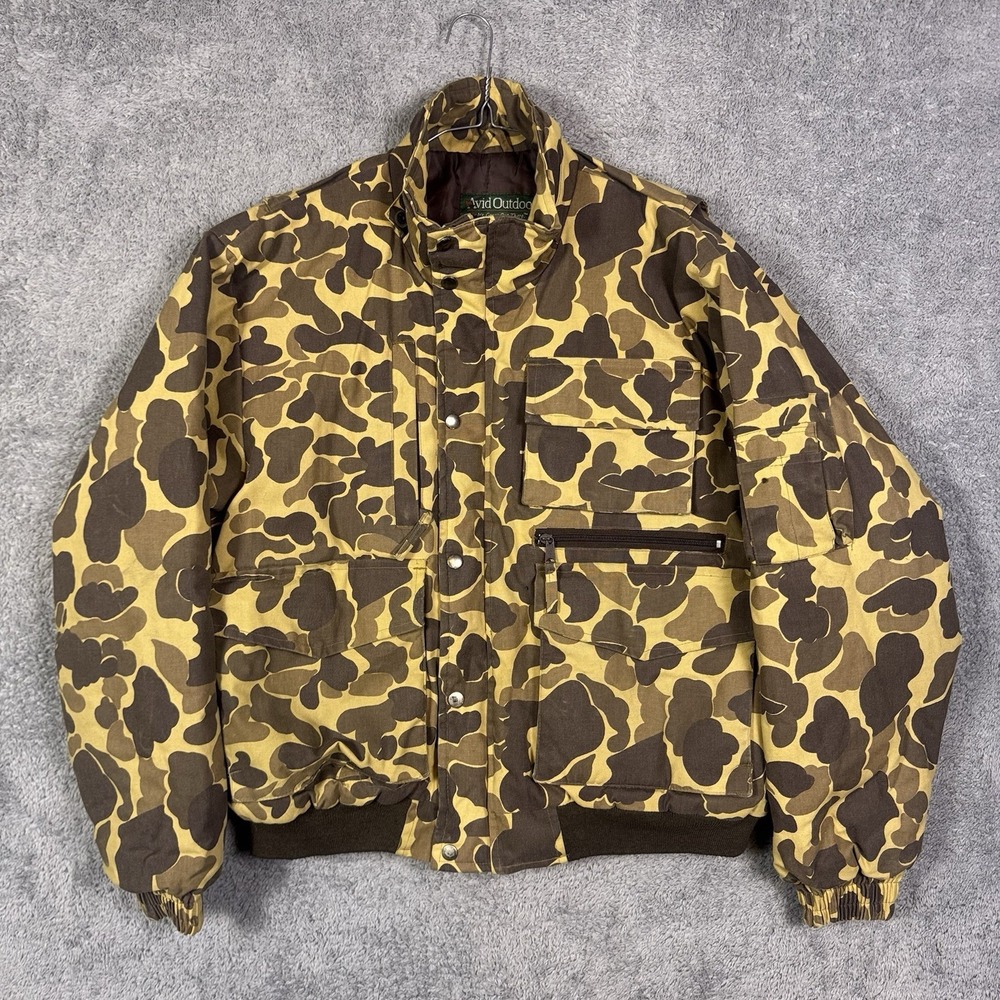 Avid Outdoor Jacket Mens L Frog Skin Camo Full Zip Coat Vintage Bomber Insulated